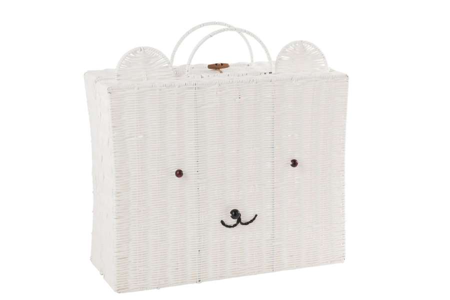 BASKET SUITCASE SYNTHETIC WHITE LARGE