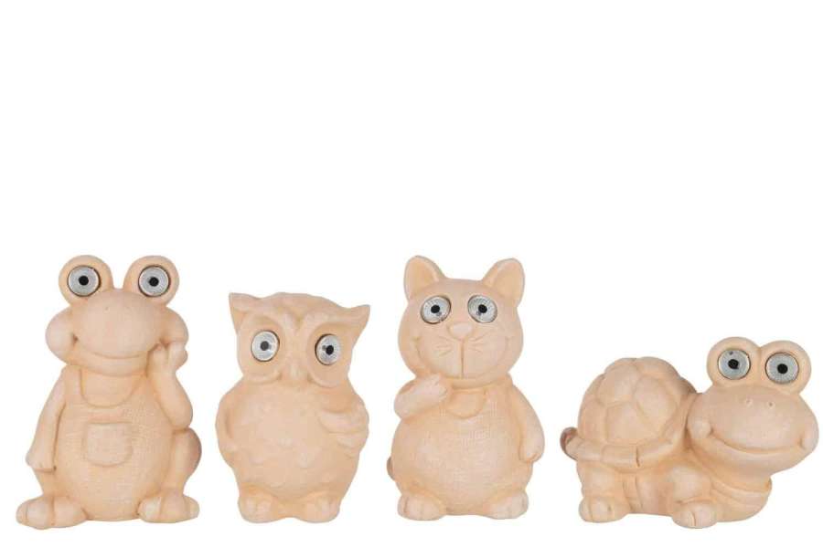 FIGURE SOLAR CERAMIC LIGHT TERRACOTTA ASSORTMENT OF 4