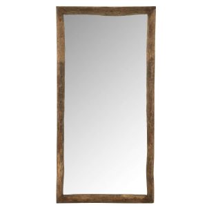 WALL MIRROR RECTANGLE WOOD BROWN LARGE