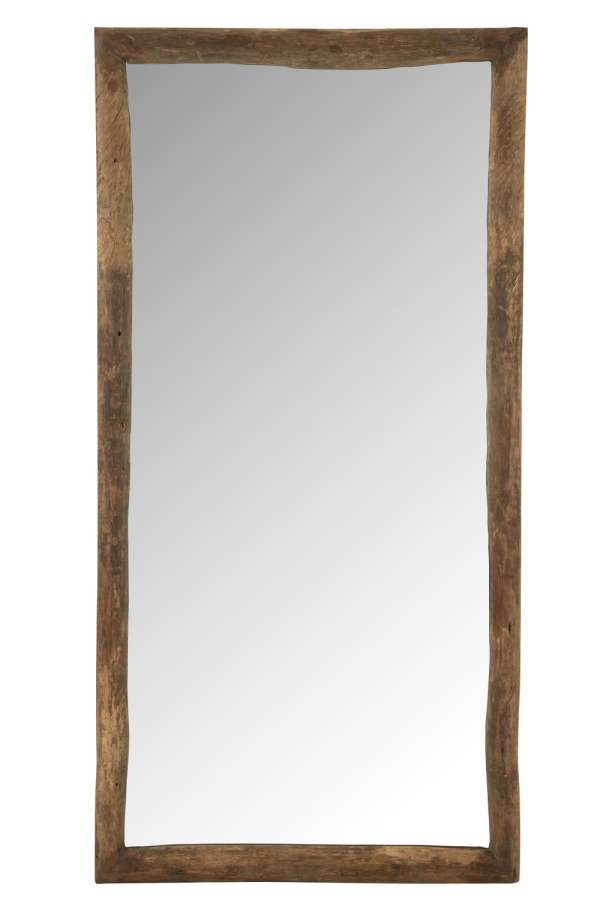 WALL MIRROR RECTANGLE WOOD BROWN LARGE
