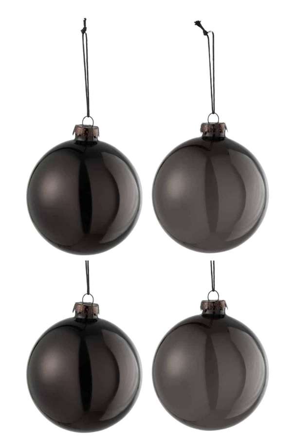 BOX OF 4 CHRISTMAS BAUBLES 2+2 REGULAR TRANSPARENT BLACK MEDIUM
