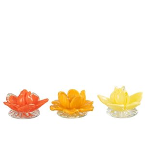 FLOWERS GLASS RED/YELLOW/ORANGE ASSORTMENT OF 3