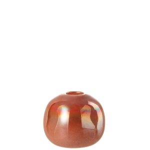 VASE BALL GLASS CORAL RED SMALL