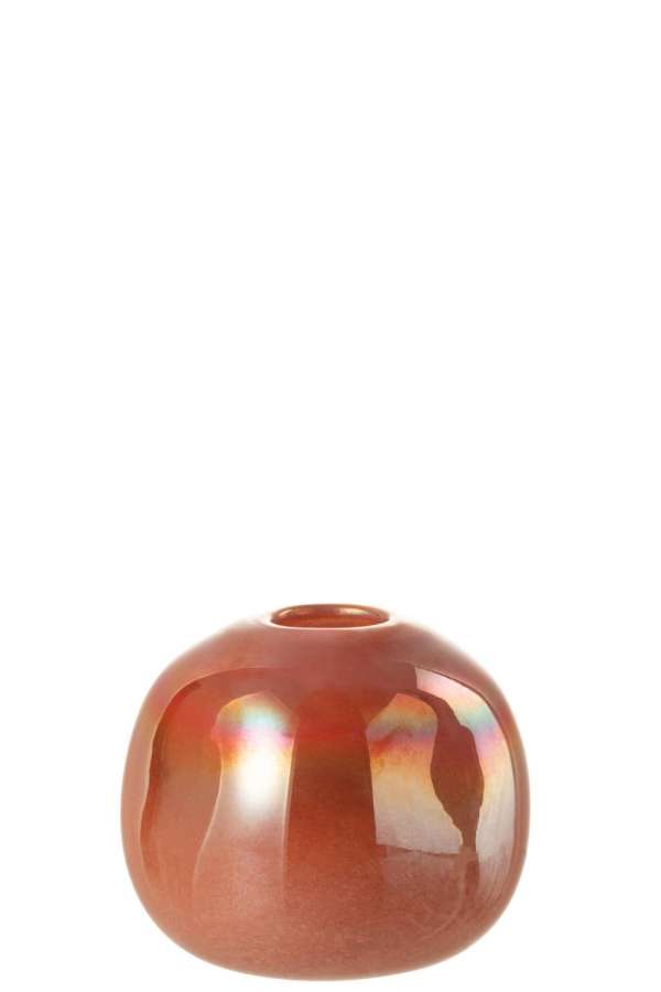 VASE BALL GLASS CORAL RED SMALL