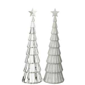 TREE +  STAR PLASTIC SILVER COLORED ASSORTMENT OF 2
