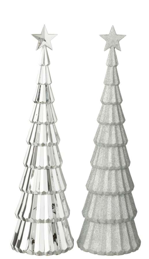 TREE +  STAR PLASTIC SILVER COLORED ASSORTMENT OF 2