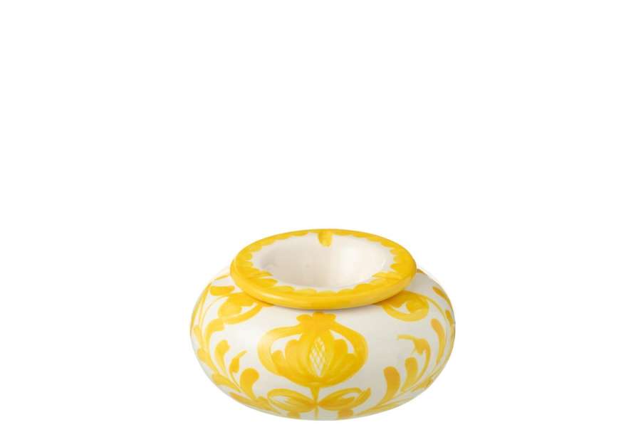 ASHTRAY GRANADA CERAMIC WHITE/YELLOW LARGE