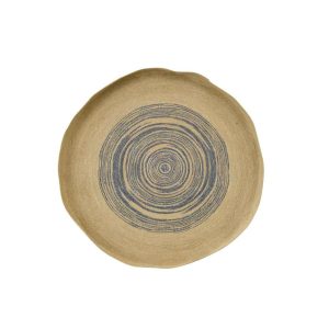 WALL OBJECT TRAY ROUND STRIPED SEAGRASS NATURAL/BLUE LARGE