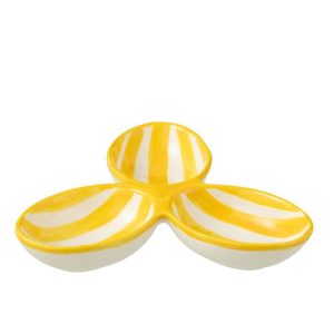 APERO DISH GRANADA STRIPES CLOVER CERAMIC WHITE/YELLOW