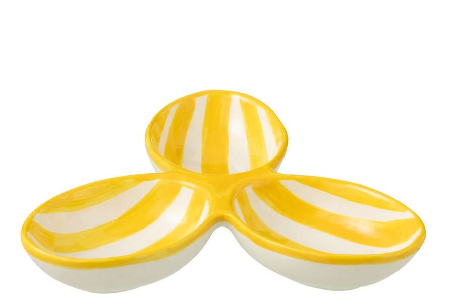 APERO DISH GRANADA STRIPES CLOVER CERAMIC WHITE/YELLOW