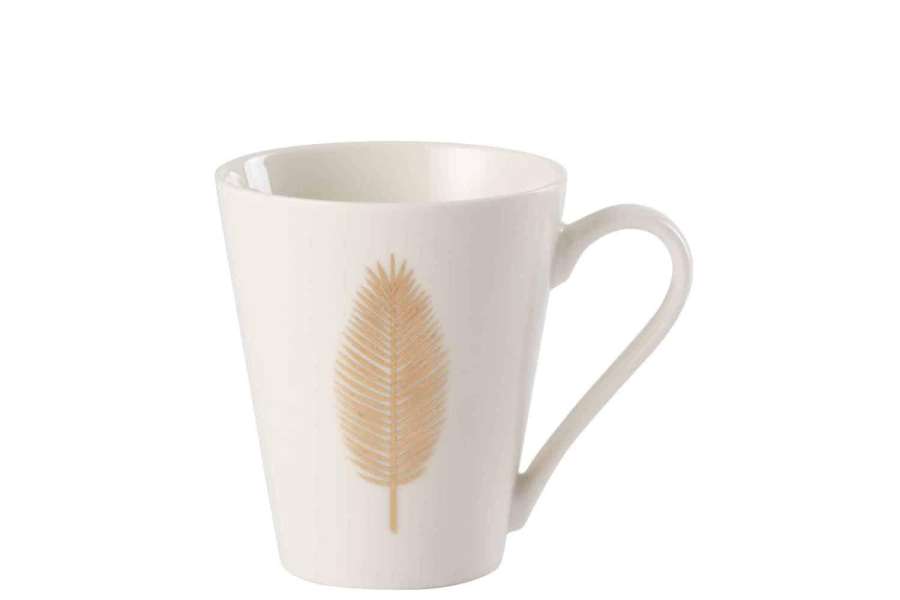 MUG FEATHER PORCELAIN WHITE / GOLD
