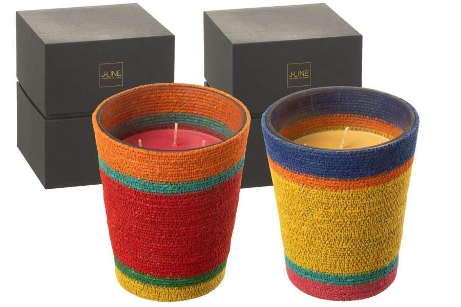 SCENTED CANDLE BASKET RED WAX MIX LARGE-75 HOURS ASSORTMENT OF 2