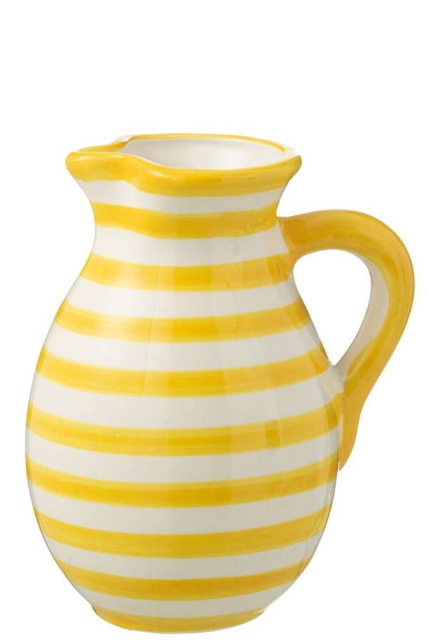 PITCHER GRANADA STRIPES CERAMIC WHITE/YELLOW LARGE