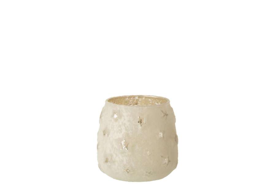 TEALIGHT HOLDER STAR GLASS ANTIQUE SILVER SMALL