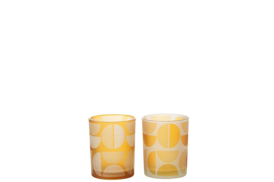 HURRICANE HALF ROUNDS GLASS ORANGE MEDIUM ASSORTMENT OF 2
