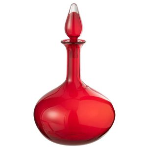 VASE+STOPPER BOTTLE GLASS RED