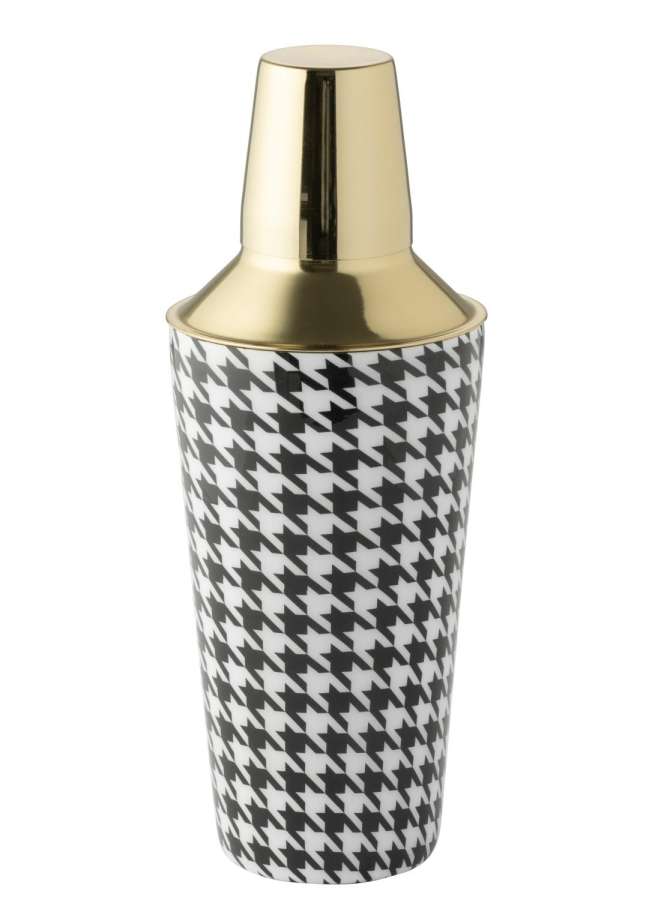 COCKTAIL SHAKER PIED-DE-POULE STAINLESS STEEL BLACK/WHITE