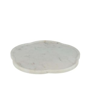 TRAY FLOWER ROTATING MARBLE WHITE