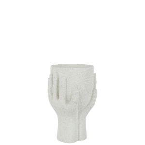 FLOWERPOT HANDS CEMENT WHITE LARGE