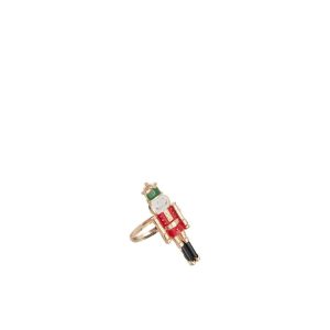 BOX 4 NAPKIN RING NUTCRACKER IRON MULTICOLORED