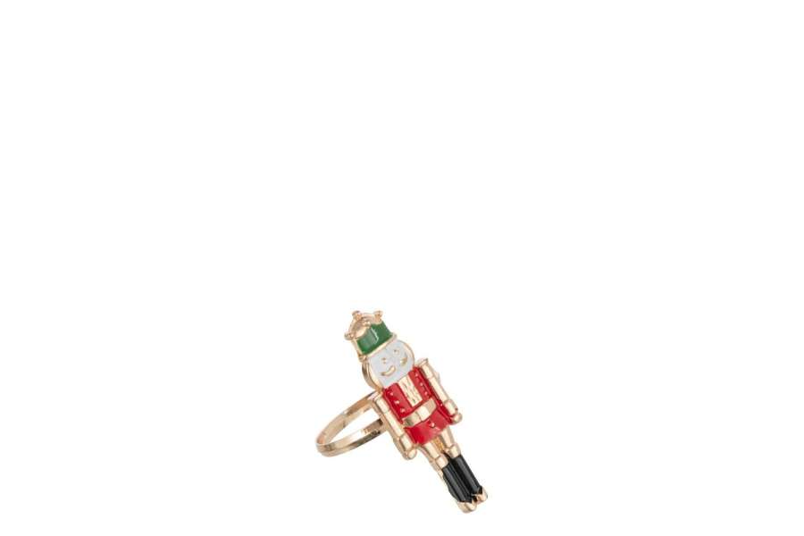 BOX 4 NAPKIN RING NUTCRACKER IRON MULTICOLORED