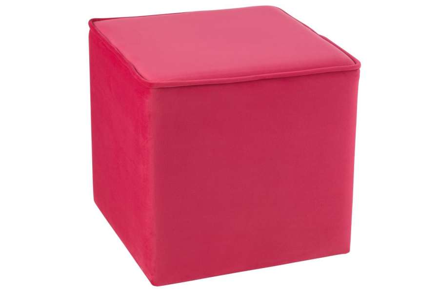 POUF CUBE VELVET BRIGHT PINK