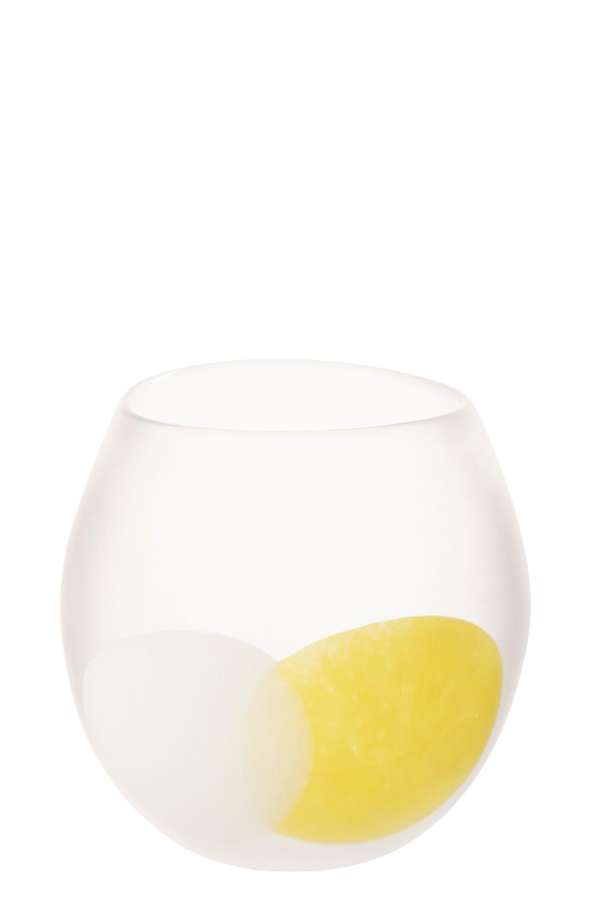 HURRICANE BALL GLASS WHITE/YELLOW LARGE