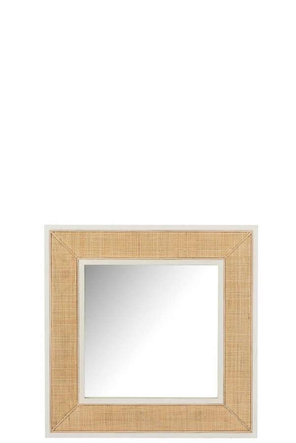 MIRROR MOLLY EXOTIC WOOD / WHITE RATTAN SMALL