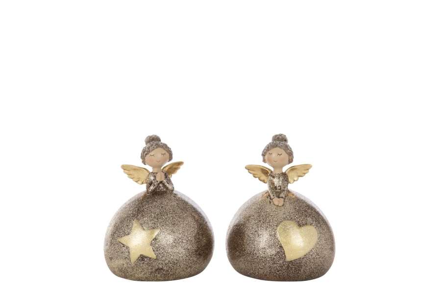 ANGEL HEART+STAR BALL POLYRESIN MULTICOLORED LARGE ASSORTMENT OF 2