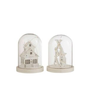 STOLP WINTER LED HOUT/GLAS WIT ASSORTIMENT VAN 4