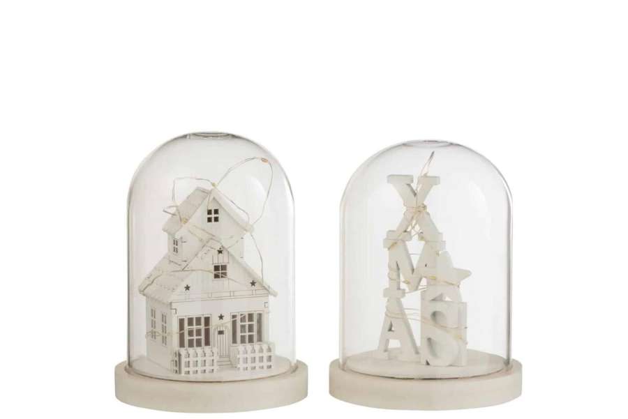 STOLP WINTER LED HOUT/GLAS WIT ASSORTIMENT VAN 4