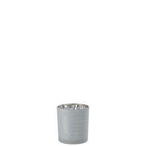 TEALIGHT HOLDER LOVE GLASS WHITE SMALL