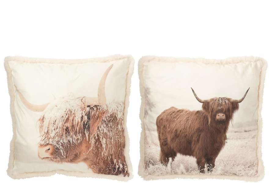 CUSHION YAK POLYESTER OFF-WHITE/BROWN LARGE ASSORTMENT OF 2