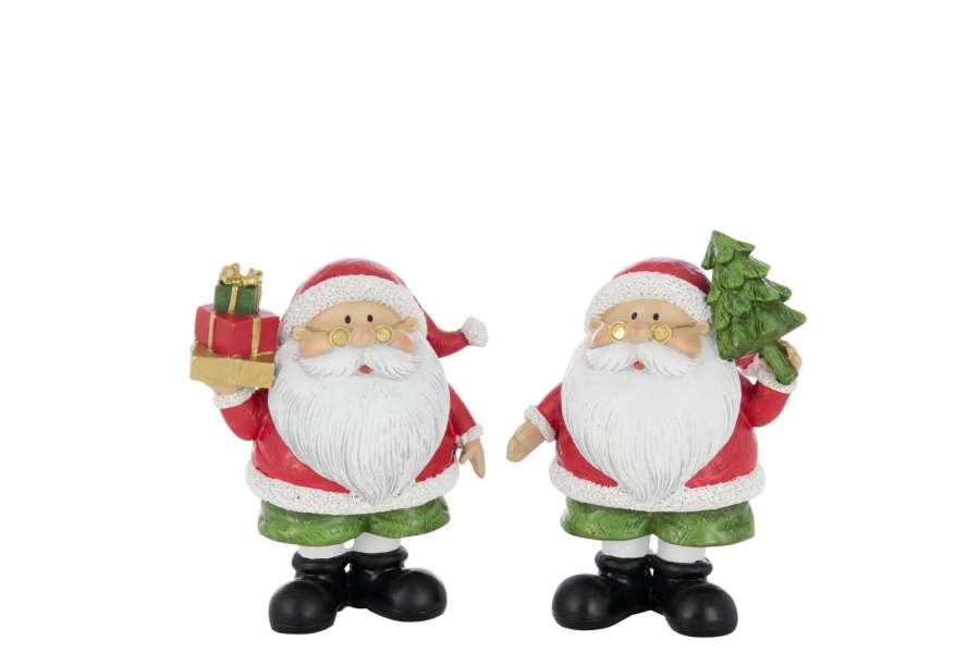 SANTA CLAUS TREE+GIFT POLYRESIN MULTICOLORED LARGE ASSORTMENT OF 2