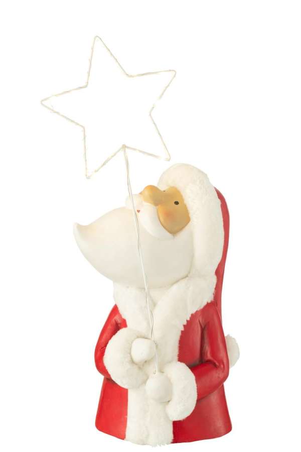 SANTA LED STAR RESIN WHITE/RED LARGE