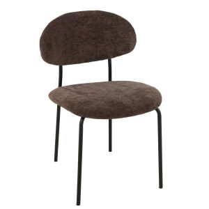 DINING CHAIR TEXTILE/METAL DARK BROWN