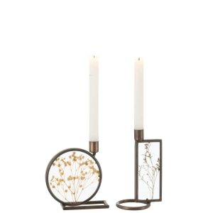 CANDLE HOLDER MOB IRON COPPER/YELLOW ASSORTMENT OF 2