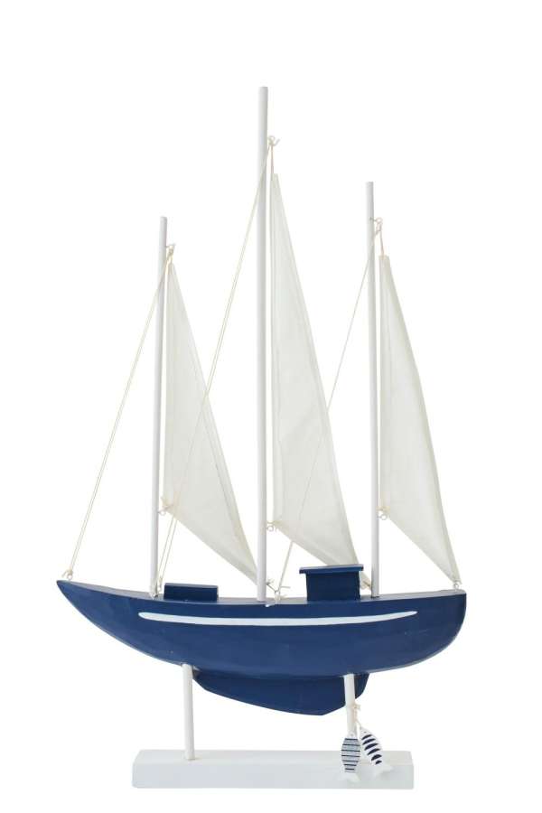 SAILBOAT DECORATIVE PINEWOOD BLUE/WHITE LARGE