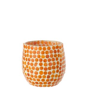 CANDLE HOLDER MOSAIC GLASS ORANGE MEDIUM