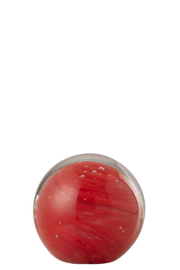 PAPERWEIGHT TWISTER ROUND GLASS RED MEDIUM