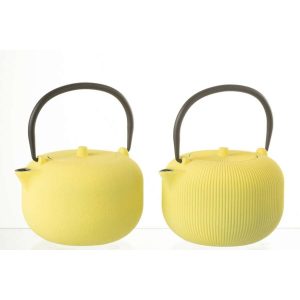 BOX OF 1 TEA POT METAL YELLOW ASSORTMENT 2