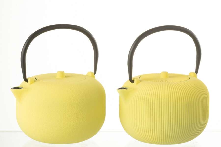 BOX OF 1 TEA POT METAL YELLOW ASSORTMENT 2