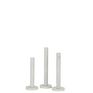 SET OF 3 CANDLE HOLDER MARBLE WHITE