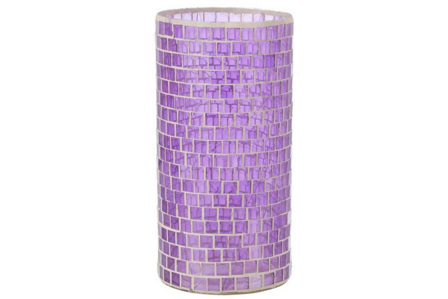 VASE MOSAIC ROUND GLASS PURPLE