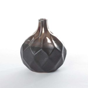 Vase Keramikk Sort/Gull 10X10X11Cm