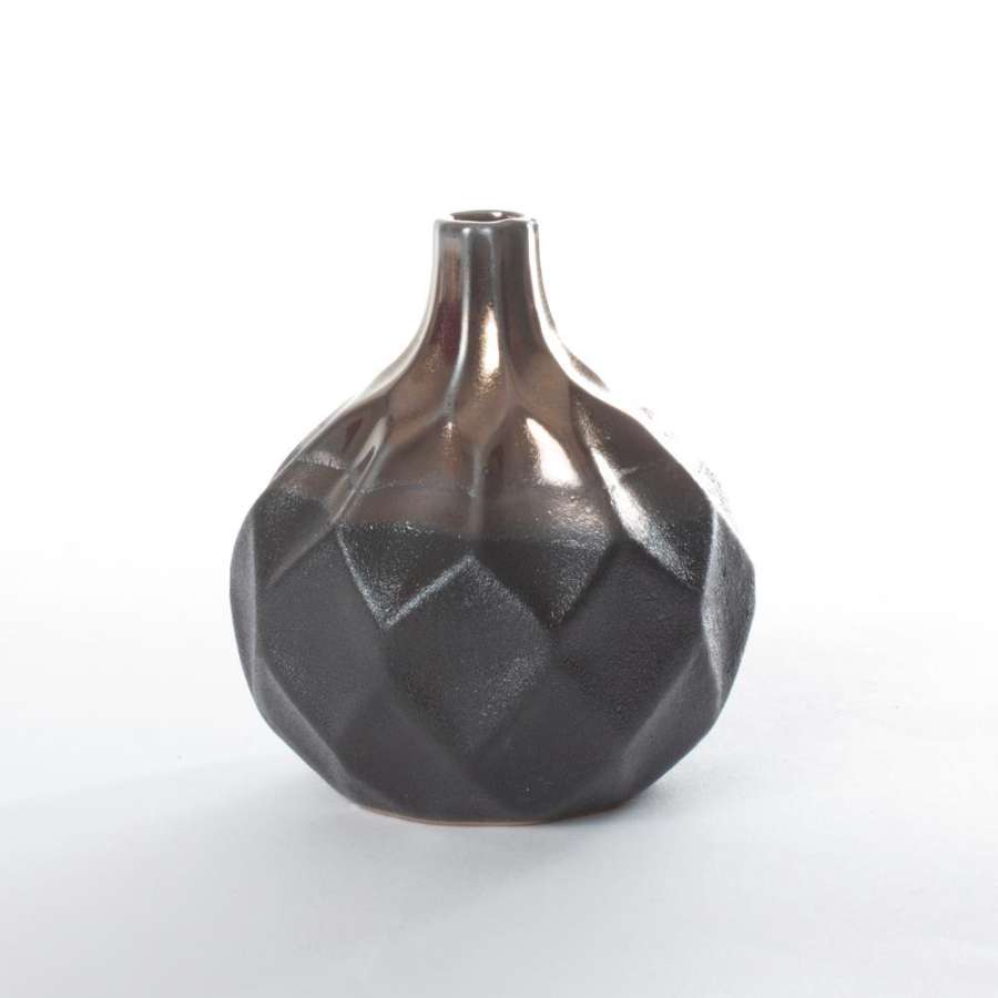 Vase Keramikk Sort/Gull 10X10X11Cm