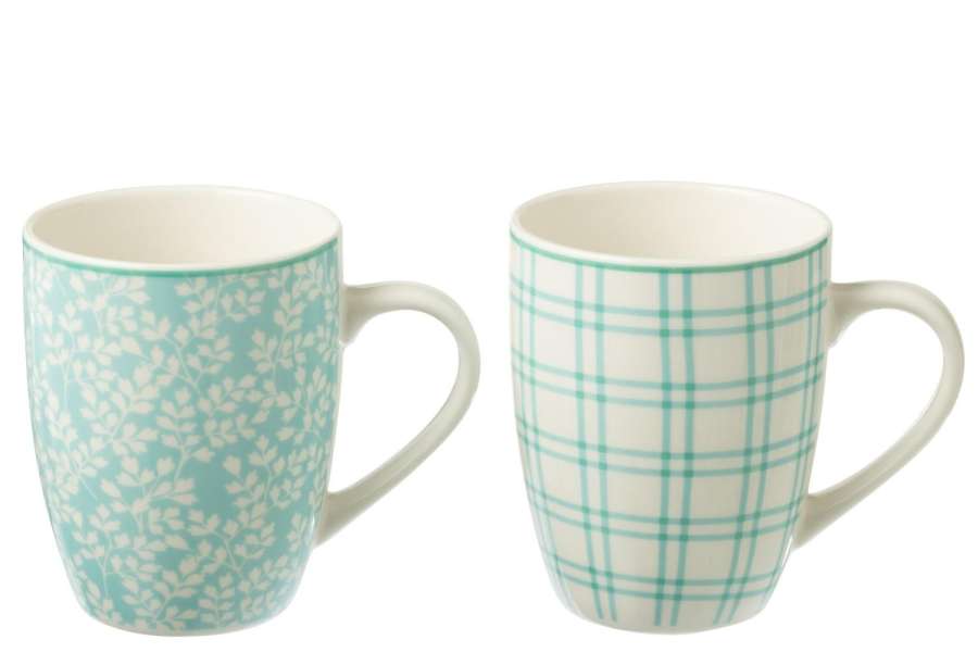 BOX OF 2 MUG CERAMICS BLUE