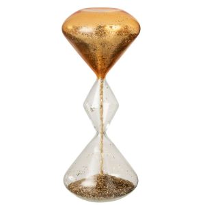 HOURGLASS GLITTERS GLASS GOLD COLORED
