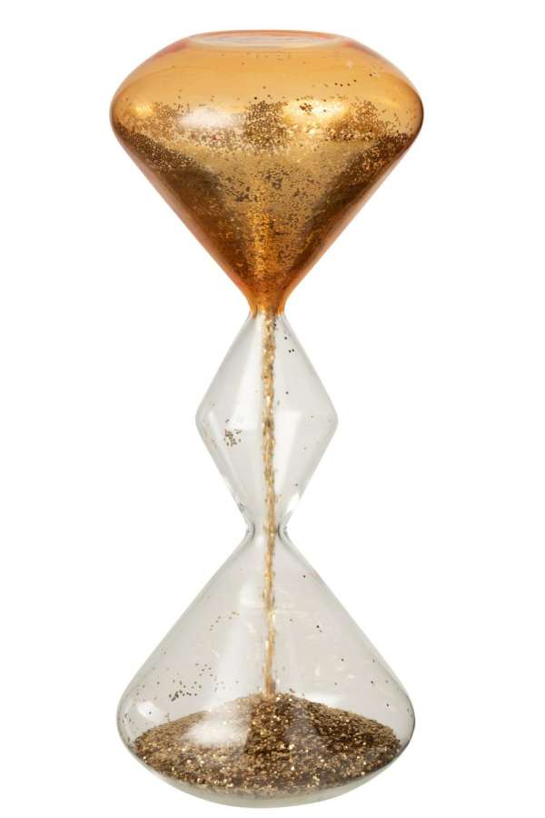 HOURGLASS GLITTERS GLASS GOLD COLORED