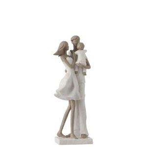 COUPLE WITH CHILD POLY WHITE/TAUPE